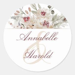 Creme- und Marsala-Hochzeit Runder Aufkleber
