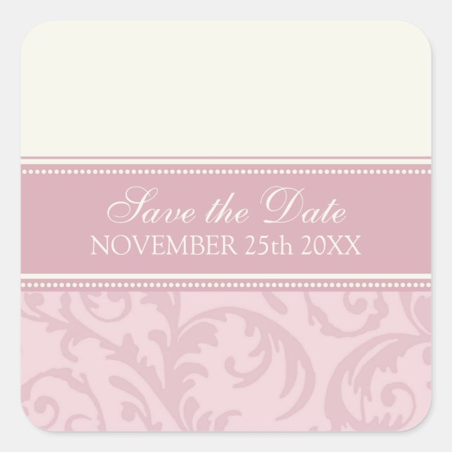 Creme und rosa Save the Date Umschlag Aufkleber (Vorderseite)