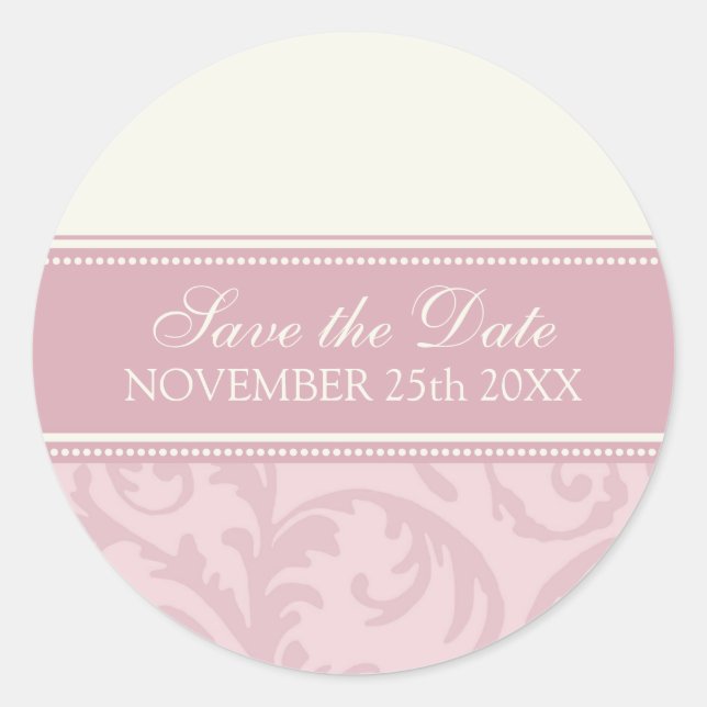 Creme und rosa Save the Date Umschlag Aufkleber (Vorderseite)