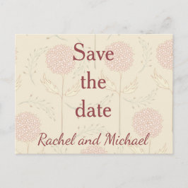 Creme und rote Blüten Save the Date Ankündigungspostkarte