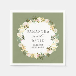 Creme und Sage Wedding personalisiert Serviette