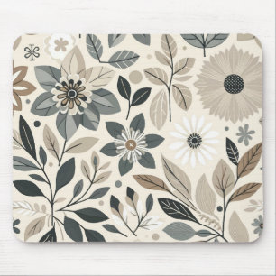 Creme- und Salbeigrün fett modernes Blumenmuster Mousepad