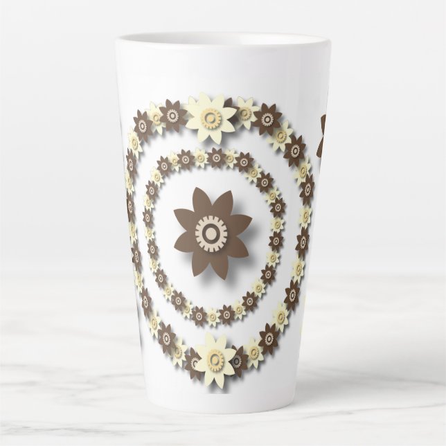 Creme und. Schokolade Brown Floral Milchtasse (Vorderseite)