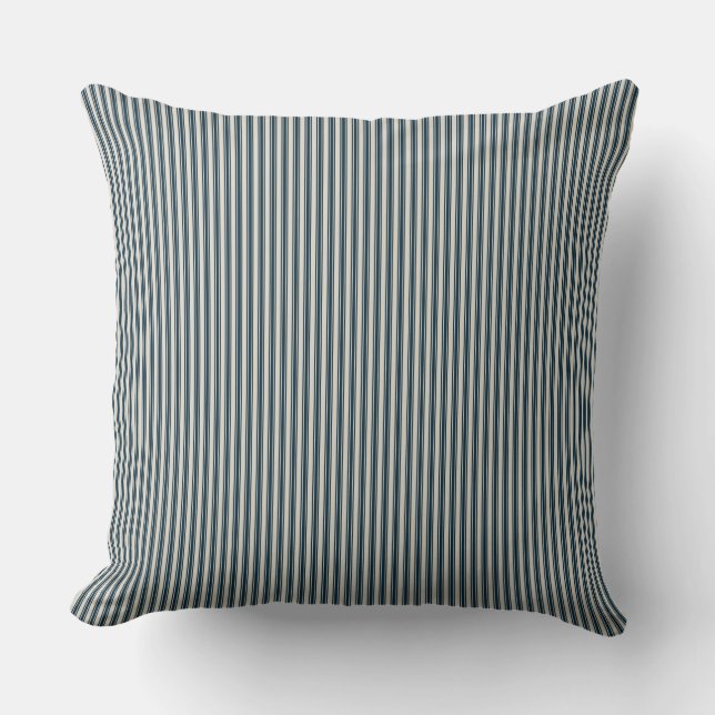 Creme und schwarzer Ticking Strip Kissen (Vorderseite)