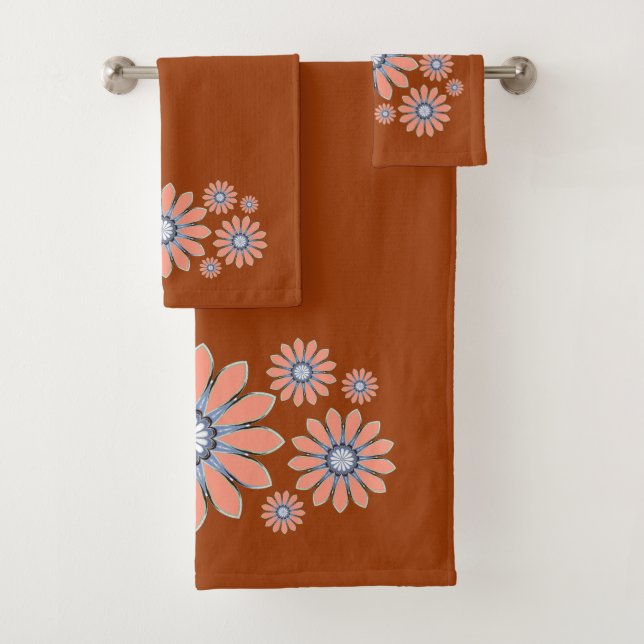 Creme und Terracotta Abstrakt Badhandtuch Set (Insitu)