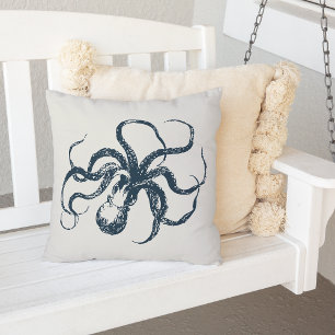 Creme und Vintager Kraken Kissen Für Draußen