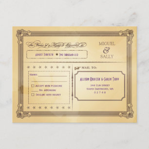 Crème vintage & Mariage Poster Brown RSVP