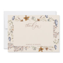 Creme Watercolor Wildblumen Kalligrafie