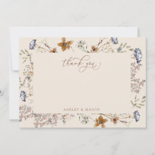 Creme Watercolor Wildblumen Kalligrafie Dankeskarte