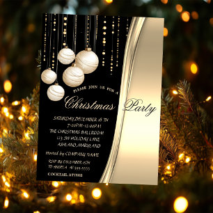 Creme-Weihnachtskugeln, Gold Corporated Party Einladung