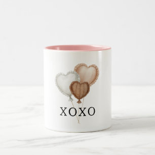 Creme Weiße Braune Herz Ballons XOXO Zweifarbige Tasse