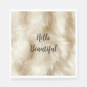 Creme White Animal Fell Serviette