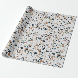 Creme White Modern Terrazzo Texturmuster Geschenkpapier
