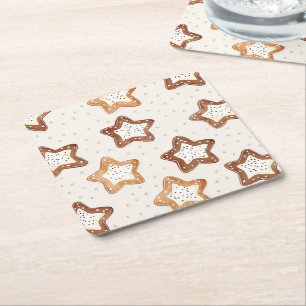 Creme White Stars Weihnachten Rechteckiger Pappuntersetzer