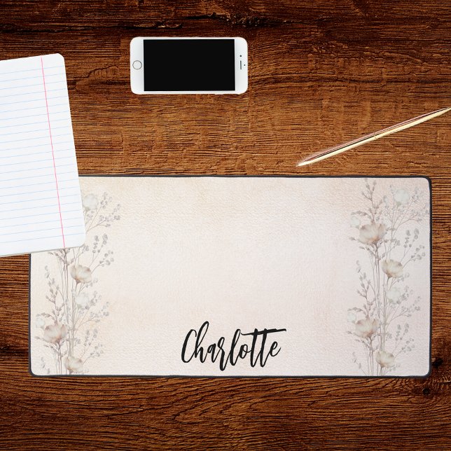 Creme-Wildblumen Rose Goldrot Rosa Name Schreibtischunterlage (Von Creator hochgeladen)