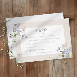 Creme-Wildblumengarten-Elegante Hochzeit RSVP Karte