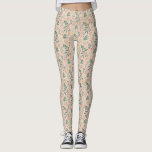 Creme Winter Botanical Pattern Leggings<br><div class="desc">Festliche und rustikale Weihnachtstheater-Leggings mit handgezeichneter Illustration der Feriengrüne.</div>
