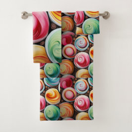 Creme Wirbel Badhandtuch Set