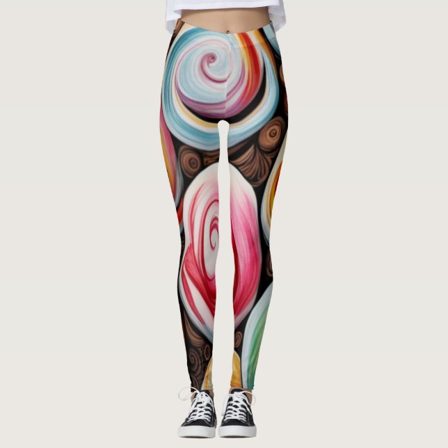 Creme Wirbel Leggings (Vorderseite)
