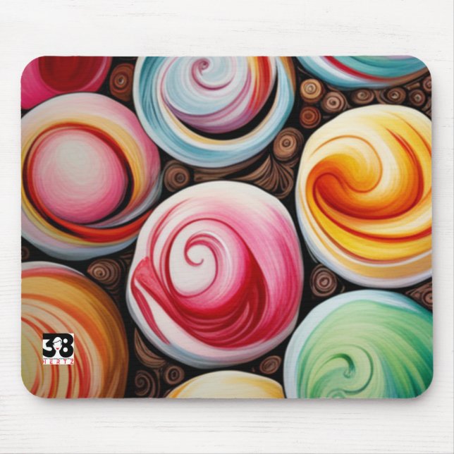 Creme Wirbel Mousepad (Vorne)