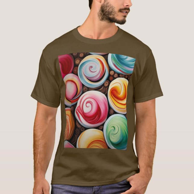 Creme Wirbel T-Shirt (Vorderseite)