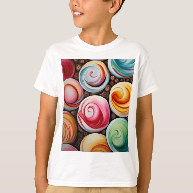 Creme Wirbel T-Shirt (Vorderseite)