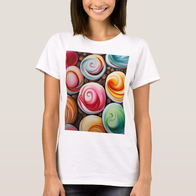 Creme Wirbel T-Shirt (Vorderseite)