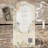 Creme & Yellow Boho Floral Yellow QR Code