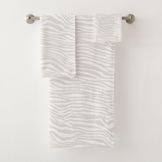 Creme Zebra Print Badhandtuch Set (Insitu)