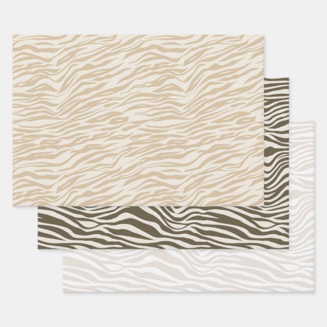 Creme Zebra Print Geschenkpapier Set (Set)