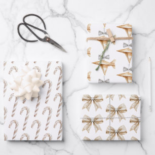 Creme Zuckerrohr Weihnachten Bögen Papierflugzeuge Geschenkpapier Set