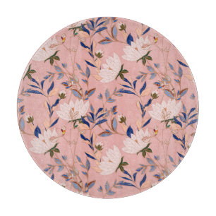 Cremebeige Lilien: Rosa nahtloser Hintergrund Schneidebrett