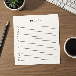 Cremebeige To-Do-Liste Minimalist Lehrer Einfach Notizblock