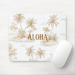 Cremebraune Aloha Tropische Insel Palmen Mousepad
