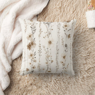 Cremebraune Blumenmuster Kissen
