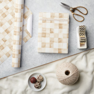 Cremebraune Quadrate Geburtstag Geschenkpapier