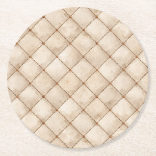 Cremebraune Quadrate Runder Pappuntersetzer