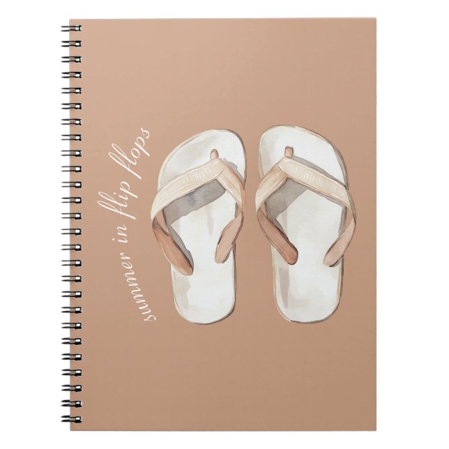 Cremebraune Sommer Flip Flops Sandalen Notizblock (Vorderseite)