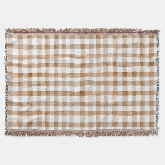 Cremebraune Streifen Tan Plaid Decke (Vorderseite)