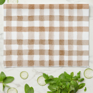 Cremebraune Streifen Tan Plaid Geschirrtuch