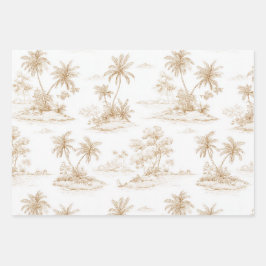 Cremebraune tropische Insel-Palmbaum-Hochzeit Geschenkpapier Set