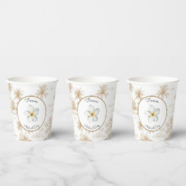 Cremebraune tropische Insel-Palmbaum-Hochzeit Pappbecher