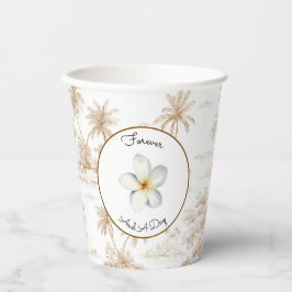 Cremebraune tropische Insel-Palmbaum-Hochzeit Pappbecher