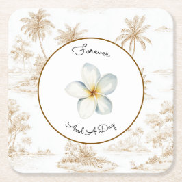 Cremebraune tropische Insel-Palmbaum-Hochzeit Rechteckiger Pappuntersetzer