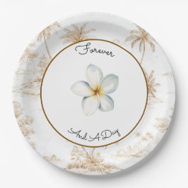 Cremebraune tropische Insel-Palmwedding Pappteller
