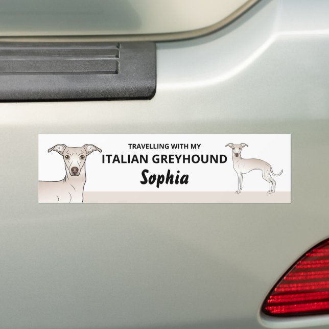 Cremefarbe - Reisen mit meinem italienischen Windh Autoaufkleber (Auf Auto)