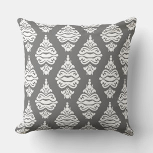 Cremefarbe und graues Damast Sofabett Kissen