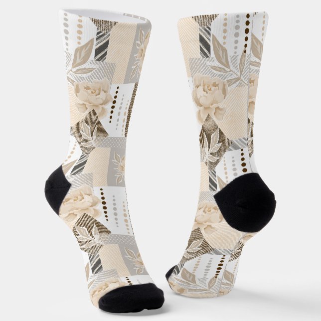 Cremefarben auf weiß socken (Gewinkelt)