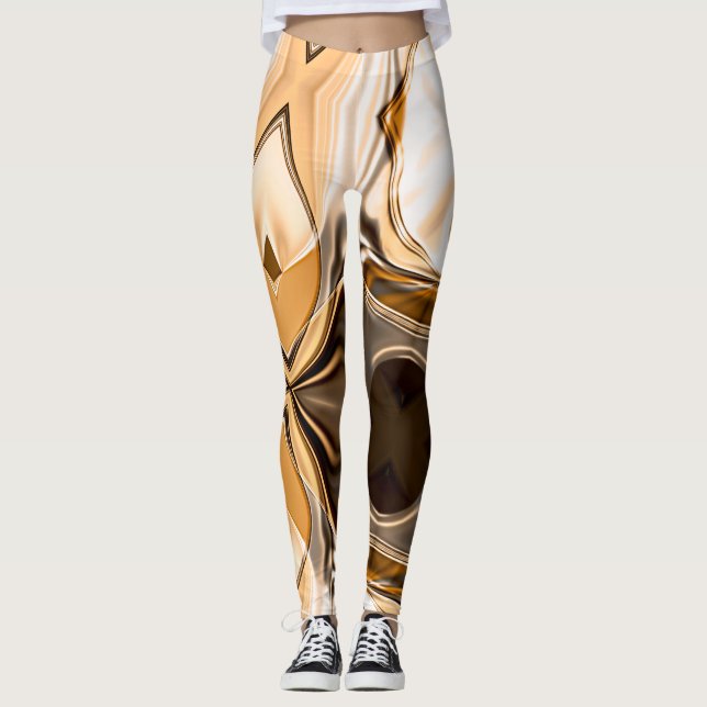 Cremefarbene bis braun gedrehte reflektierende Bel Leggings (Vorderseite)