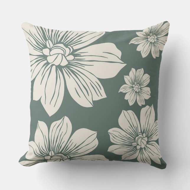 Cremefarbene Blume Kissen (Vorderseite)